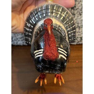 Robert Stanley Turkey Glass Glitter Christmas Holiday‎ Ornament Red Black NEW